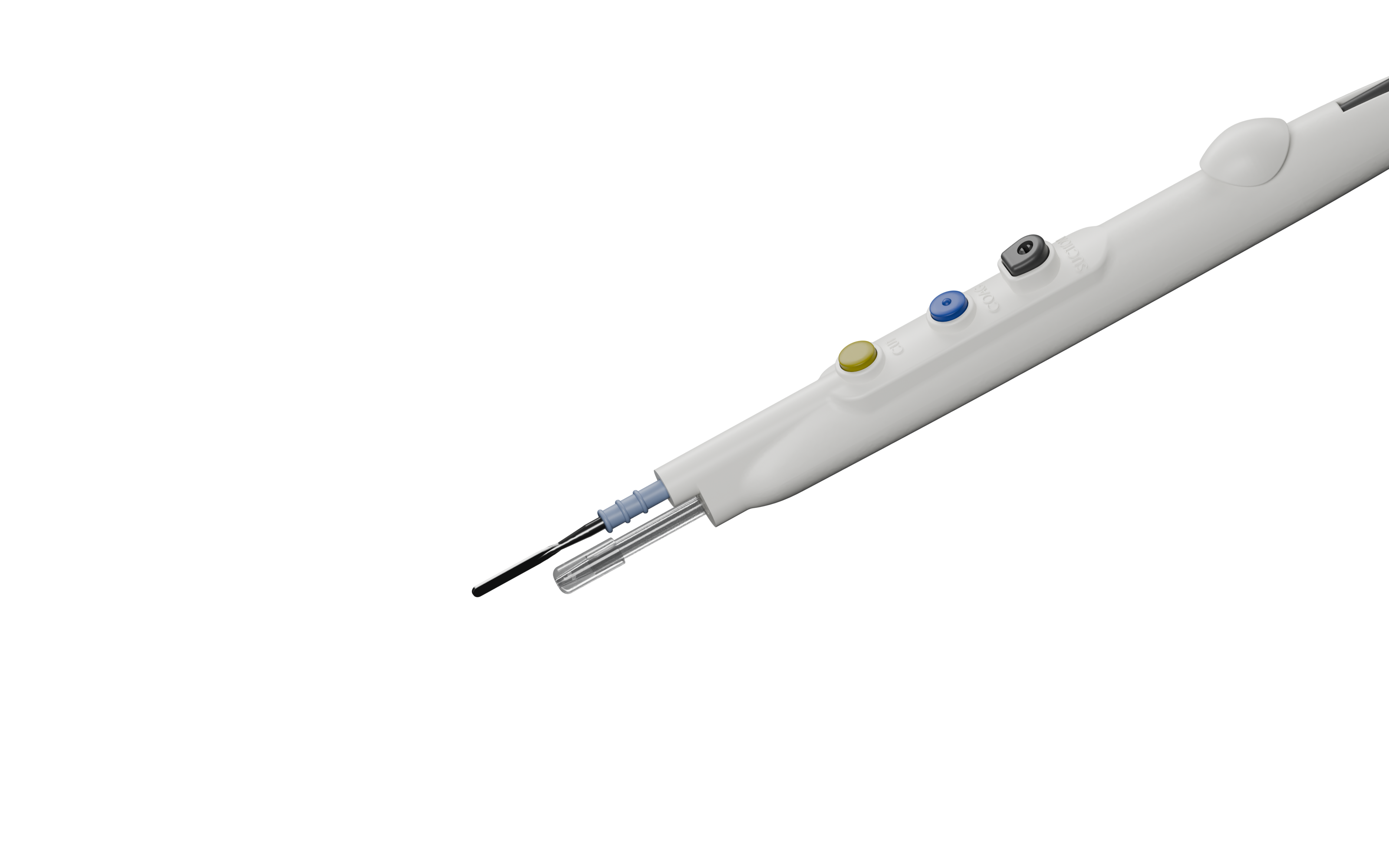 ClearCut Surgical device tip and yellow, blue and gray controls